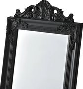 Vrijstaande spiegel Lidia - Met Barok Lijst - Verstelbaar - 160x40 cm - Zwart - Eucalyptushout - Luxe Look