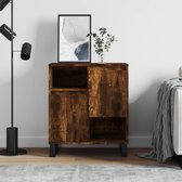 The Living Store Buffetkast - naam - Opbergkast - 60 x 35 x 70 cm - Gerookt eiken - Bewerkt hout en ijzer - Montage vereist