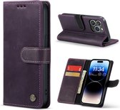 Casemania Étui pour Apple iPhone 15 Pro Violet - Étui portefeuille en cuir Vintage