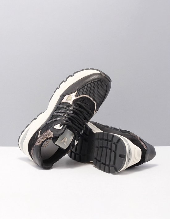 VIA VAI Liz Dae Sneakers - Zwart Zilver - Maat 39 - VIA VAI