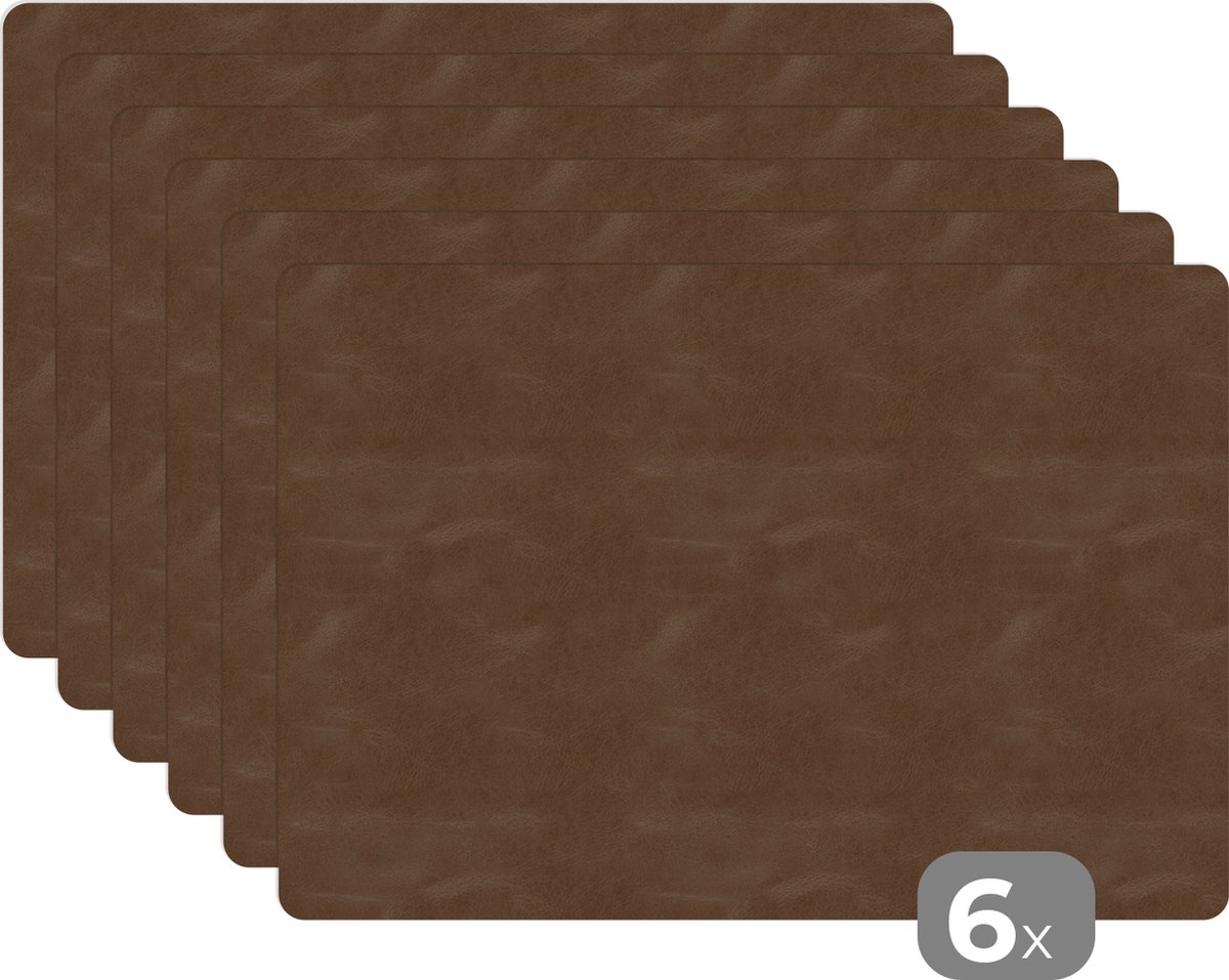 Placemats - Leer - Bruin - Keuken decoratie - Tafel - 45x30 cm - 6 stuks - Afdekplaat voor Tafel