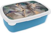 Broodtrommel Blauw - Lunchbox - Brooddoos - Goud - Blauw - Marmer - 18x12x6 cm - Kinderen - Jongen