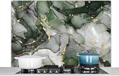 Spatscherm - Groen - Marmer print - Luxe - Spatwand - Natuursteen - Keuken - Achterwand keuken - Goud - 120x80 cm