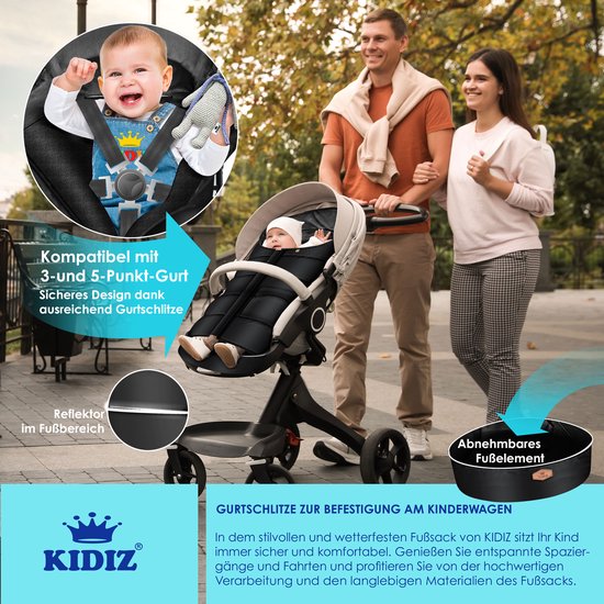 KIDIZ® Voetenzak Voor Baby's, Voetenzak Voor De Winter, Reiswieg Met Ritssluiting Knuffelzak Babydeken Wasbaar Geschikt Voor Alle Kinderwagens Warmtedeken Van Thermofleece Voor In Bed Antraciet