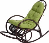 Schommelstoel MCW-C40, rotan fauteuil, bruin ~ groen kussen