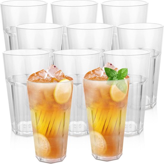 Foto: 10 stuks herbruikbare plastic bekers 420 ml stapelbare acryldrinkglazen voor feesten picknick en camping