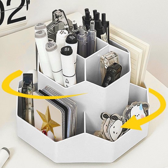 Acryl 360 graden roterende pennenhouder Draaiende desktop organizer Home School Office Opbergdoos voor bureau Kaptafel