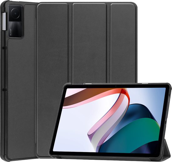 Étui noir TriFold Xiaomi Redmi Pad, partiellement déplié.