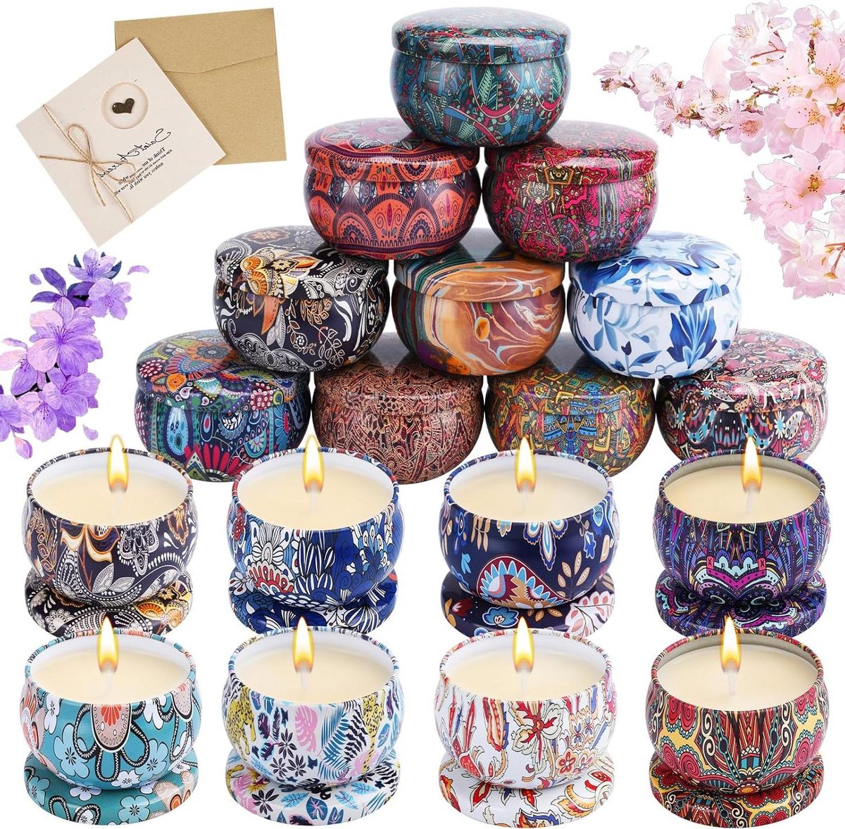 Goedkoopste Natuurlijke Sojawas Kaarsen voor Vrouwen - Aromatherapie Cadeauset - 18 Stuks - Moederdag Verjaardag Valentijnsdag - Badkamer Yoga
