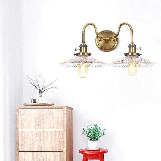 Wandlampen met 2 Lichten en Draaischakelaar - Vintage Industriële ...
