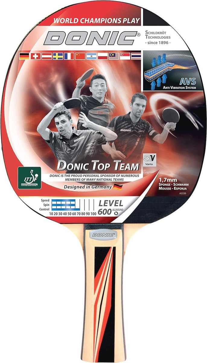 Tafeltennisracket Top Team 600 - AVS-greep met 1,7 mm spons