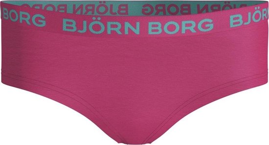 Fuchsia hipster met lichtblauwe logo band.
