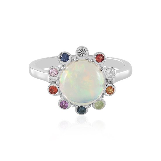 Ring moon 925 sterling silver opal ring adjustable moon and star ring for women/ girls birthday gifts Valentine's Day, Sterling Silver, opal opal opal