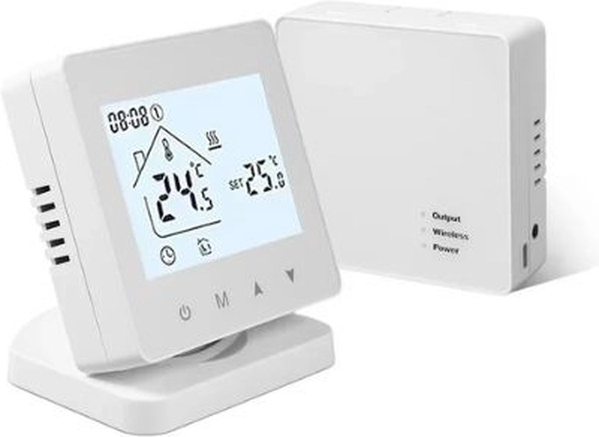 MensStore Slimme Draadloze Thermostaat - Thermostaat - Aan/Uit Thermostaat - CV Ketel - Met Applicatie - WiFi - Wit