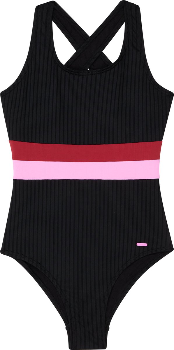 Protest Prtsafa Jr – Badpak Meisjes – Gerecycled materiaal – Kruisbanden – Stretch Zwart