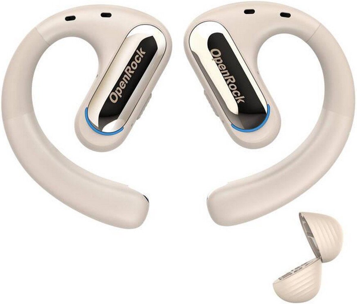 OpenRock - Pro Beige - Draadloze Open-Ear Hoofdtelefoon - Bluetooth - Lange batterij - Ruisonderdrukking - draadloos - TubeBass™ Technologie