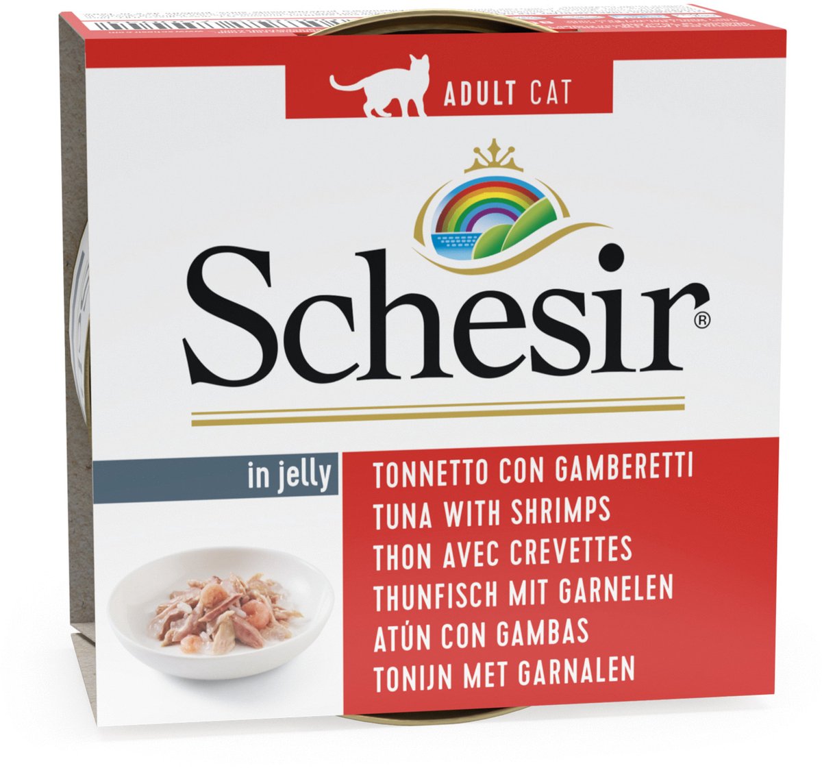 Schesir tonijn met garnalen nat kattenvoer 4 trays (56 x 85 g)
