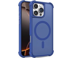 Mobigear Hoesje geschikt voor Apple iPhone 16 Pro MagSafe Telefoonhoesje Hardcase | Mobigear Armor Shield Backcover | Geschikt voor MagSafe | Geschikt voor Draadloos Opladen met Magnetische Ring | MagSafe Case - Blauw