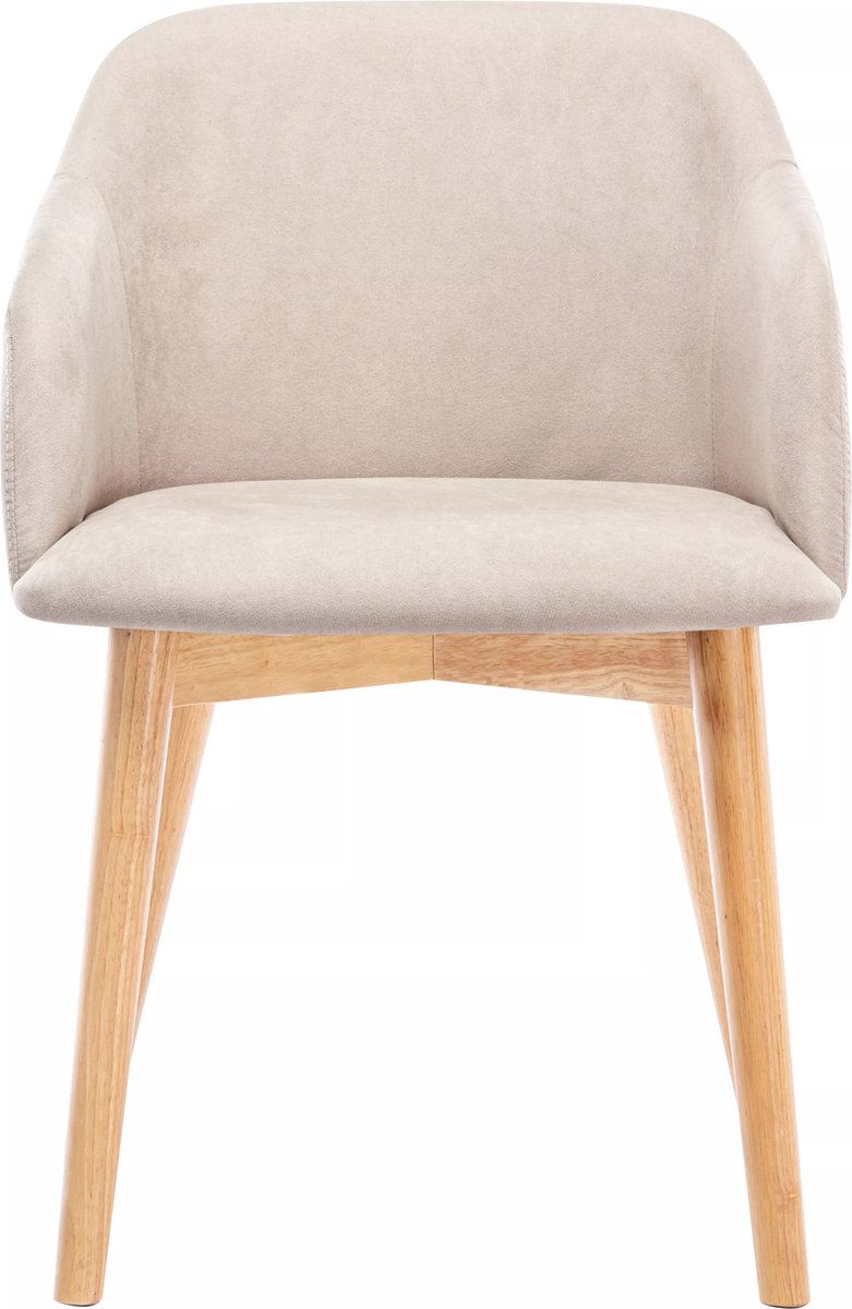 Vente-unique Set van 2 stoelen - Stof en heveahout - Beige - JELISA Crème