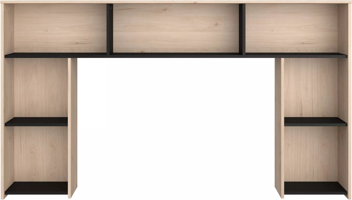 Vente-unique Hoofdbord met opbergruimte - 140 cm - Kleuren: houtlook en zwart - KINSELIA