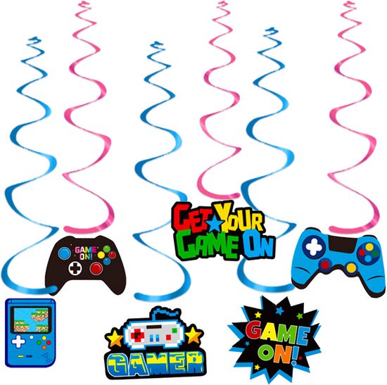 Q2Party - Game Swirl - Slinger - Versiering - Verjaardag - decoratie - Feest - Hangdecoratie – 6 stuks