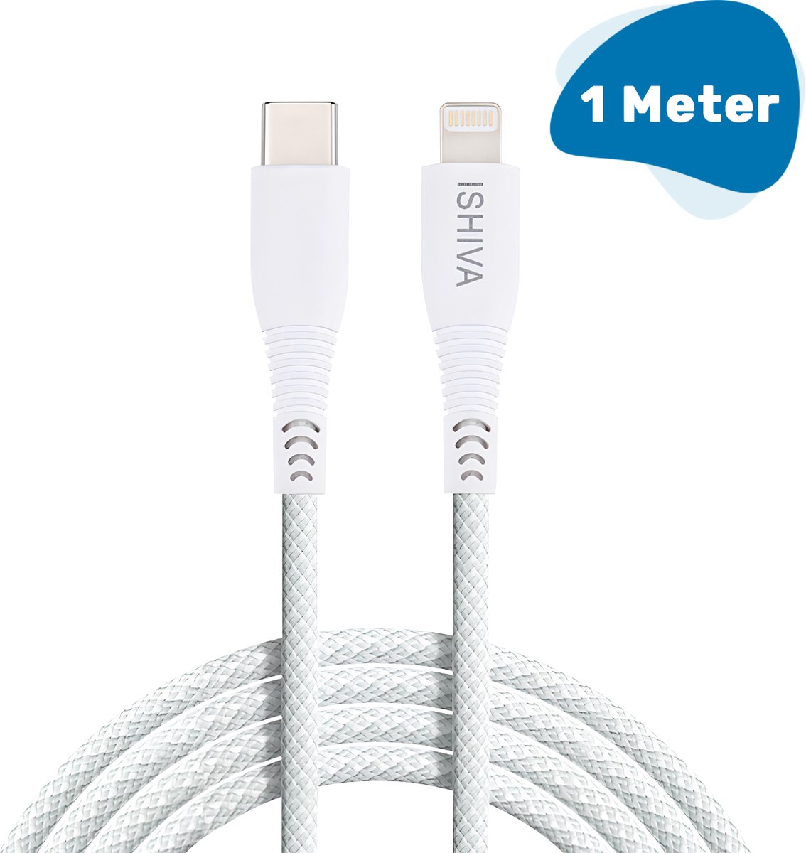 ISHIVA Kabel - USB-C naar Lightning Kabel - USB C Kabel - Snellader - Oplaadkabel - Wit - 1 meter