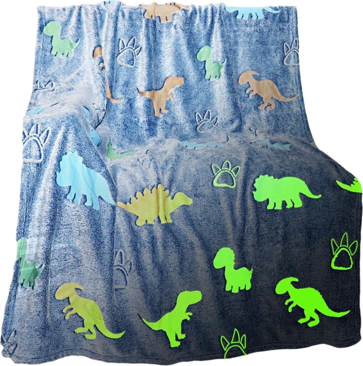 Jojoy - Glow in the Dark Deken - Dino Deken - Fleece Deken - Fleece Plaid - Plaid - Dinosaurus Thema - LUMINOVA