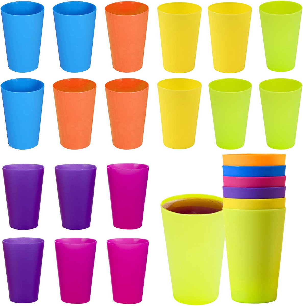La'Moussawi ® Leuke en Kleurrijke Herbruikbare Drinkbekers voor Kinderen - Set van 24 Stuks in 6 Kleuren