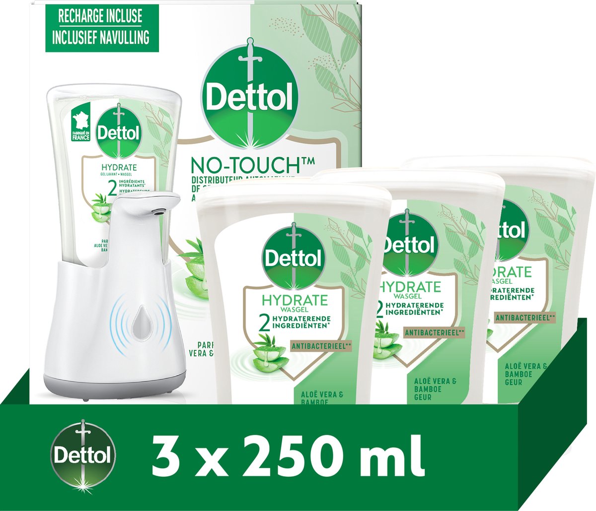 Dettol Automatische Zeepdispenser + Navulling - Aloe Vera - 3x 250 ml