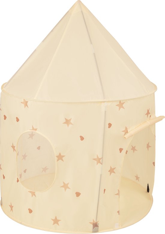 Selonis Kindertent, speeltent, 100 x 130 cm, 200 ballen in paviljoenvorm voor kinderen, gemakkelijk op te bouwen, draagbaar speelhuis voor binnen en buiten, lichtbeige: pastelbeige/zalmkleurig/wit