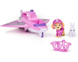 PAW Patrol - Luchtredding - Skye speelfiguur en Hero Claw Jet-vliegtuig met opklapbare klauw, reddingsmand en konijn