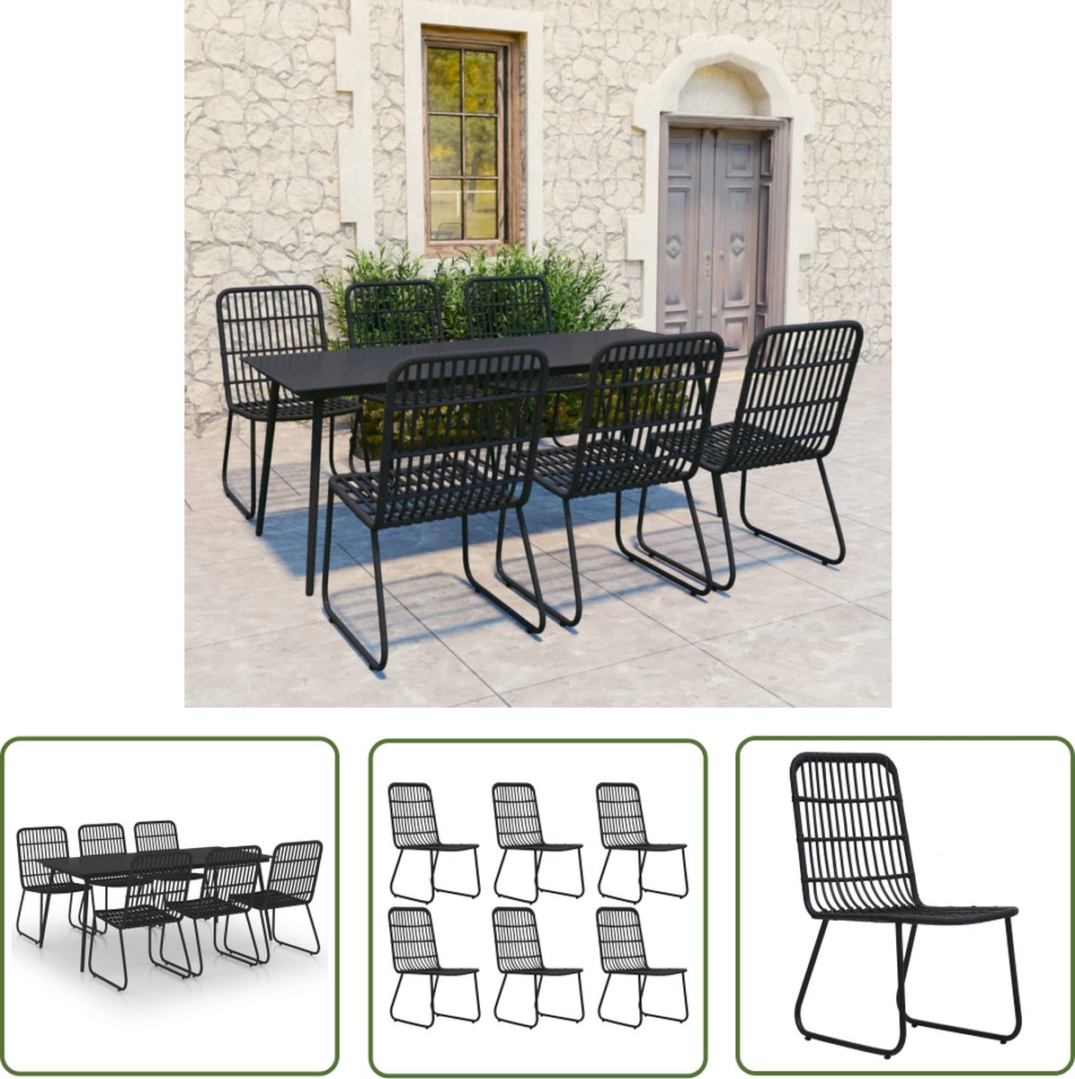 The Living Store 7-delige Tuinset poly rattan en glas - Tuinstoel - Buitentijd - Lounge Set - Terrassen Meubels - Bistro Set The Living Store 7-delige Tuinset poly rattan en glas - Tuinstoel - Buitentijd - Lounge Set - Terrassen Meubels - Bistro Set - Afbeelding 1