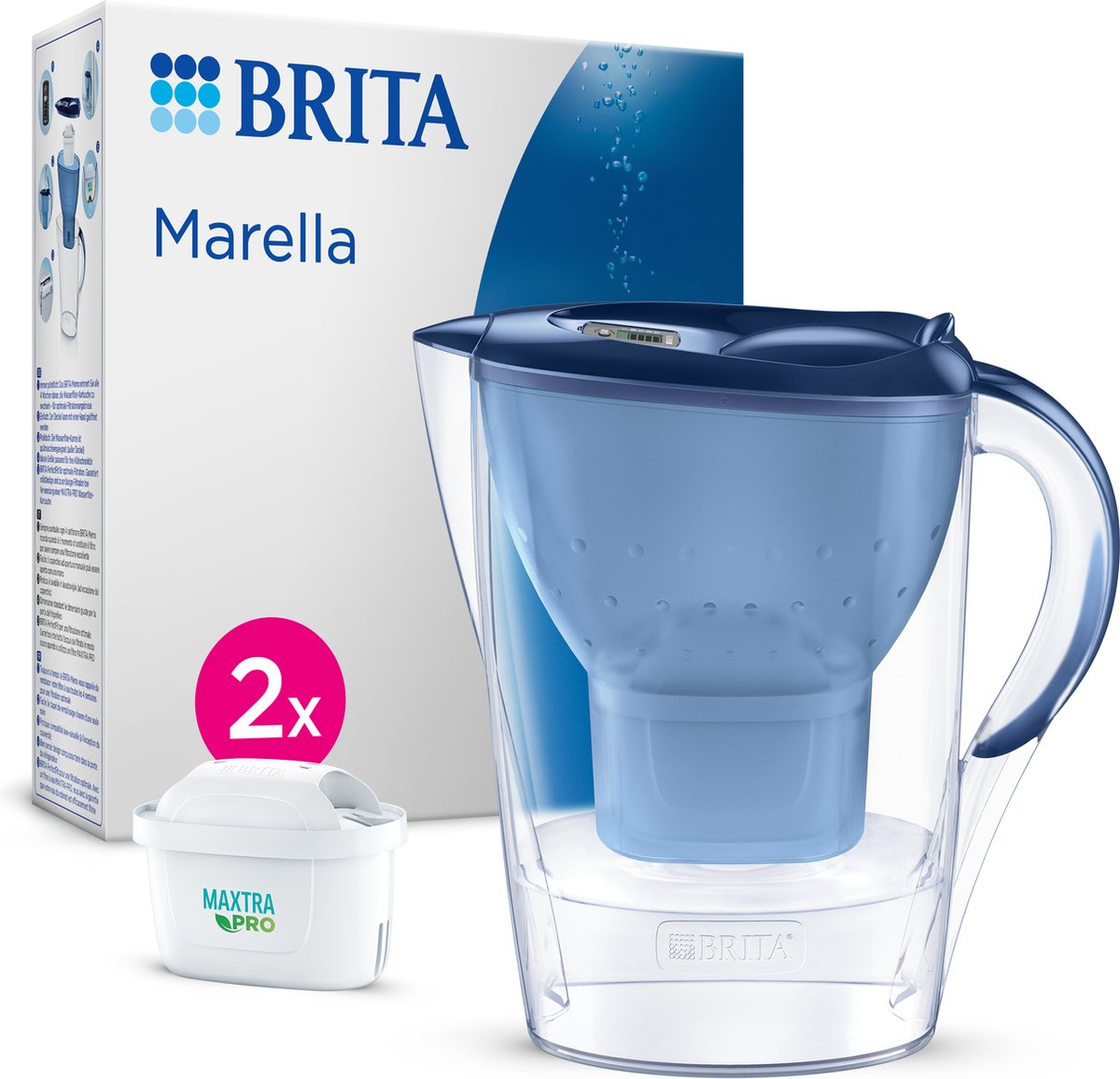 BRITA - Waterfilterkan - Marella Cool - 24L - Blauw - incl. 2 MAXTRA PRO ALL-IN-1 waterfilterpatronen - Voordeelverpakking