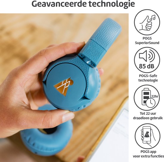 POGS - The Gecko 2 - Draadloze on-ear kinder koptelefoon - Bluetooth - Veilige volumebegrenzing - Duurzaam - Gratis app voor extra functies - rGroen