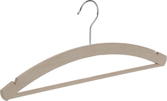 De Kledinghanger Gigant - 20 x Cintre pour chemisier / cintre pour chemise en bois de hêtre non laqué avec encoches pour jupe et barre pour pantalon, 42 cm