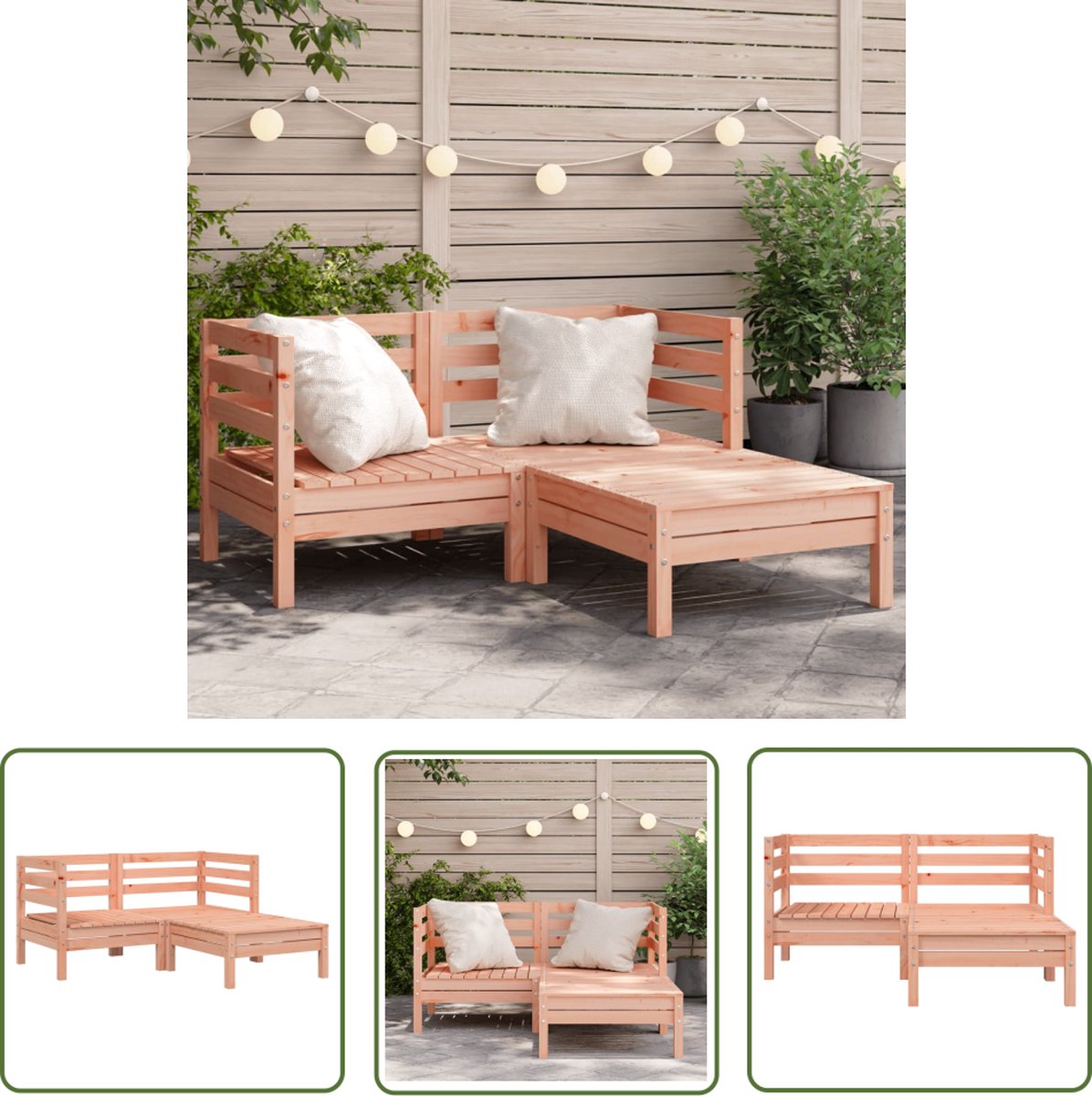 The Living Store Palletbank Massief Douglashout Tuinset - Modulair Design - Teak Bank - Lounge Set - Outdoor Seating