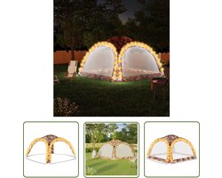 vidaXL Partytent met LED en 4 zijwanden 3,6x3,6x2,3 m camouflage - Partytent - Buitenterrein - Kampeerten - Festivaltent - Veranda