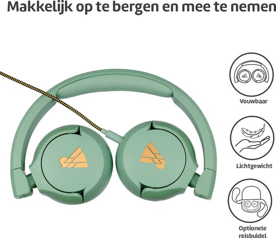 POGS - The Elephant 2 - Bedrade on-ear kinder koptelefoon - Veilige volumebegrenzing - Duurzaam - rGroen
