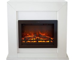 Xaralyn Elektrische haard - Adra EFL-MDW - wit hout - 1500 Watt verwarming - met afstandsbediening - haardombouw inclusief inbouwhaard - schouw