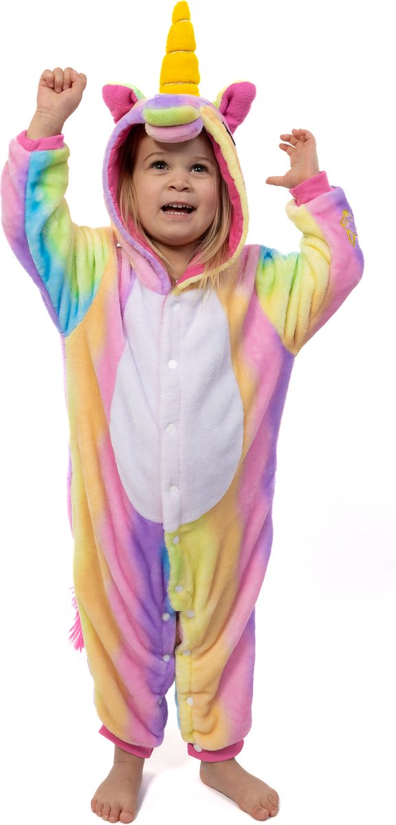 KIMU® Onesie Regenboog Eenhoorn Pakje - Maat 98-104 - Eenhoornpakje Unicorn Kostuum Kleuren Pak - Babypakje Dreumes Pyjama Zacht Boxpakje Festival — afbeelding 7