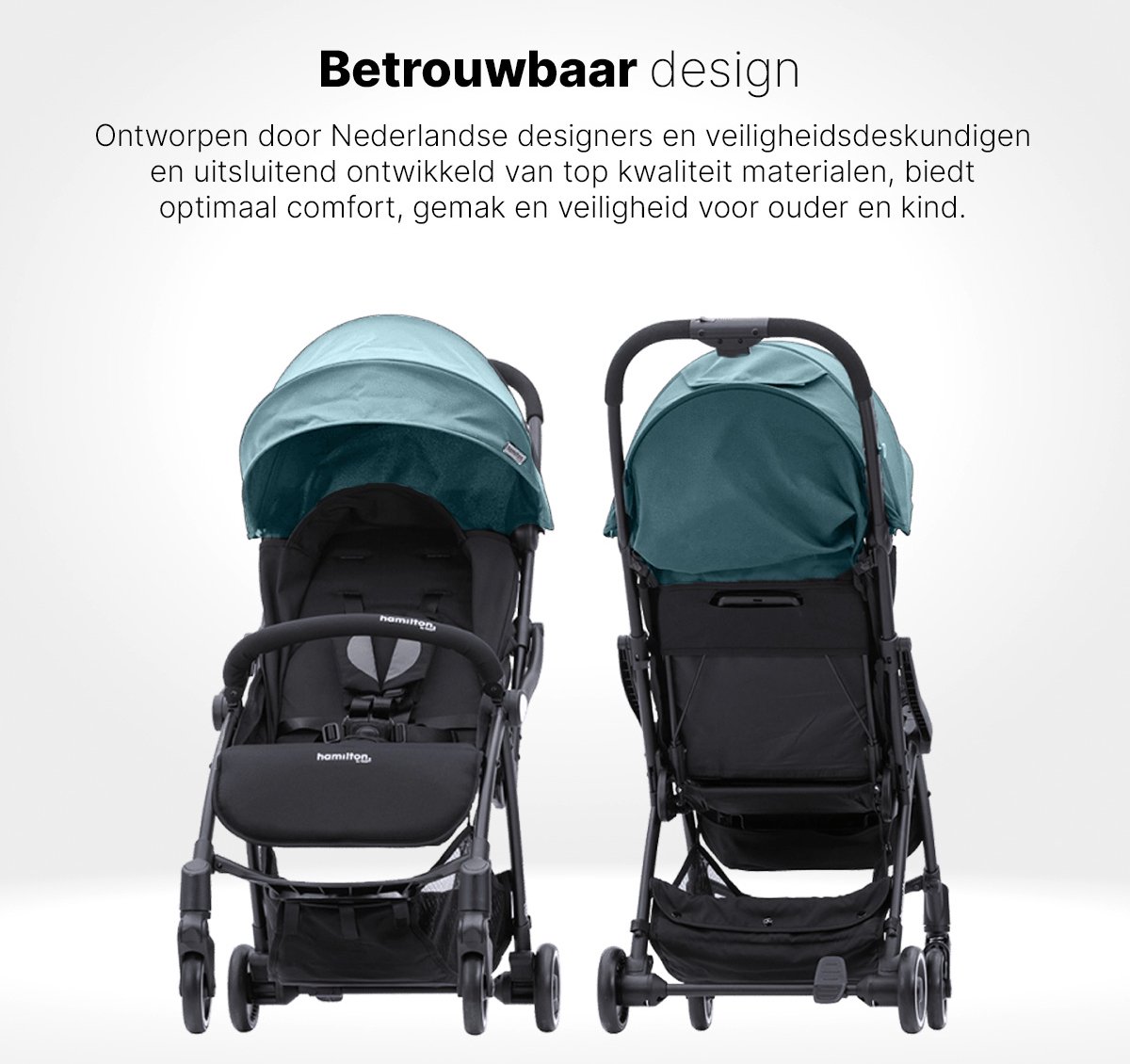 Hamilton by Yoop S1 Plus Buggy - MagicFold - Tot 22 kg - Compacte Wandelwagen - Inklapbare Plooibuggy - Reisbuggy - Lake Blue – foto 4
