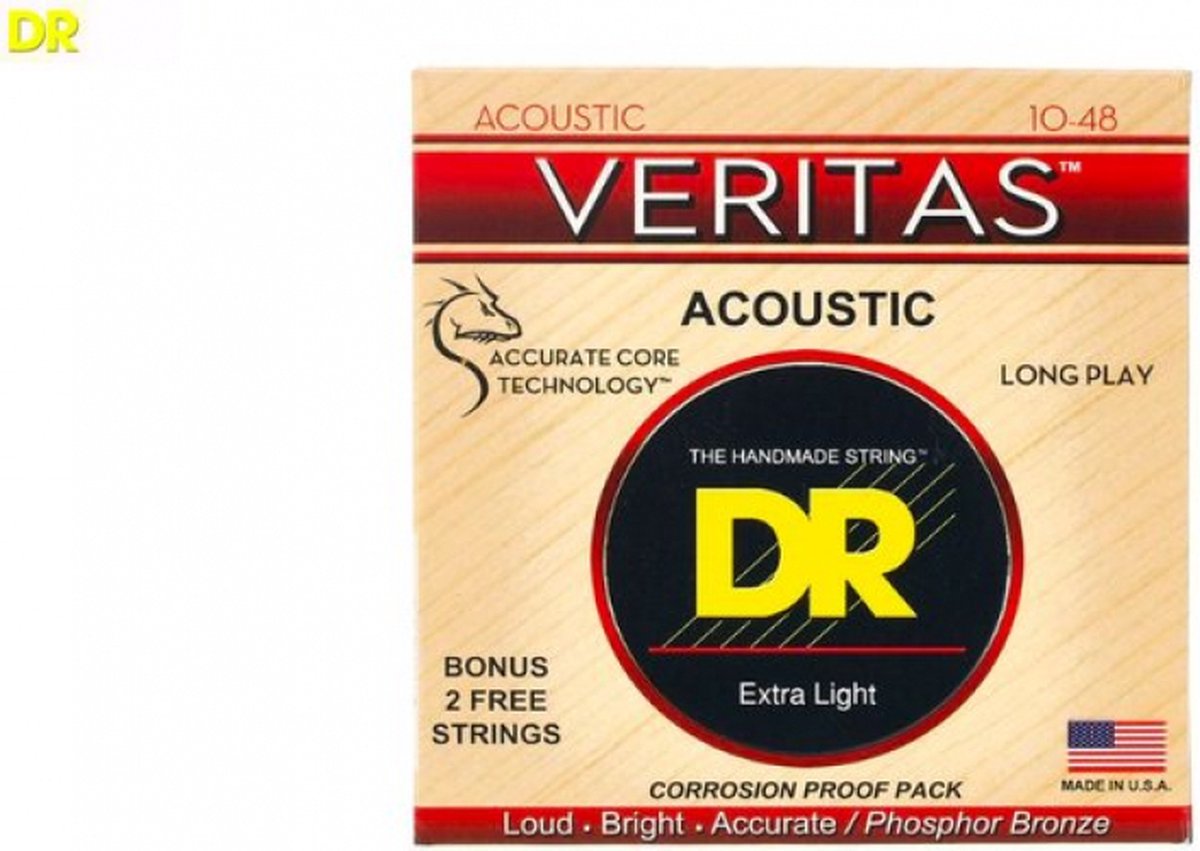 DR Veritas VTA-10 - Acoustic 10-48 - Longer Life - Handmade string - Staalsnarige gitaarsnaren