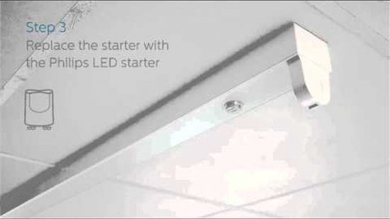Instructievideo: Stap 3, vervang de starter met de Philips LED starter.
