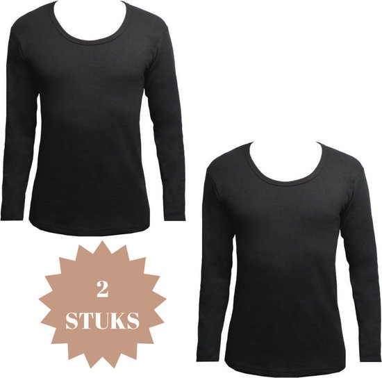 Black Swallow - 2 stuks Warme Tops - Thermoshirt - Warme Onderhemd - Unisex Thermisch Ondergoed - Dames Thermisch Ondergoed - Warme Onderkleding - Heren Thermisch Ondergoed - Maat L/XL - Kleur: Zwart