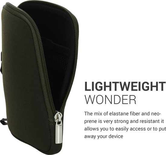 kwmobile Neoprene e-Reader Pouch Size 6" eReader - Universal eBook Sleeve Case with Zipper - Dark Green van kwmobile — afbeelding 4