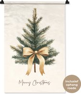 Tenture murale 60x90 cm - Toile murale Sapin de Noël - Noël - Joyeux Noël - Beige - Tapisserie - Tapisseries