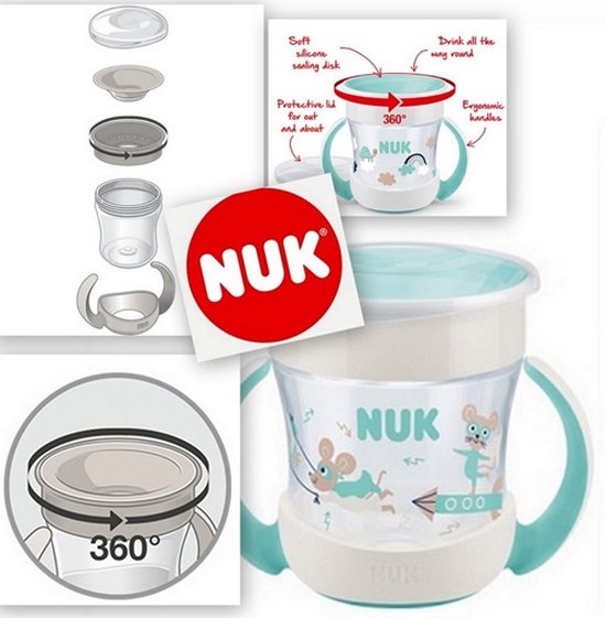 Gobelet Anti-Fuite NUK Magic Cup - 230 Ml - Bec En Silicone Souple 360° - Apprentissage De La Boisson Sans Renverser