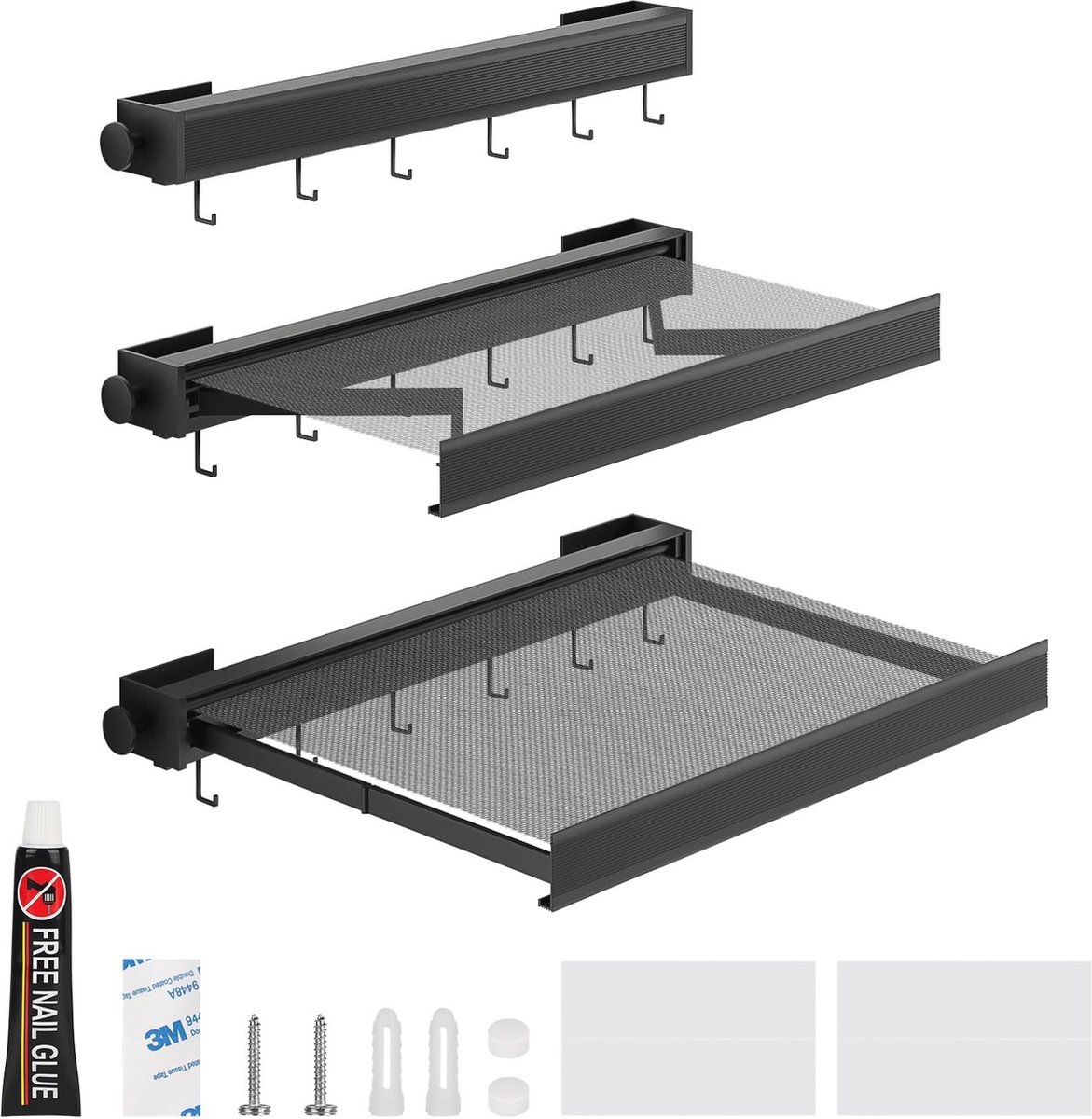 Goedkoopste Inklapbaar Droogrek 45 cm voor aan de Wand - Ruimtebesparend met Haken voor Sokkel en Ondergoed - Aluminium, Roestbestendig