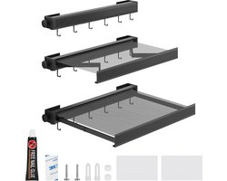 Inklapbaar Droogrek 45 cm voor aan de Wand - Ruimtebesparend met Haken voor Sokkel en Ondergoed - Aluminium, Roestbestendig