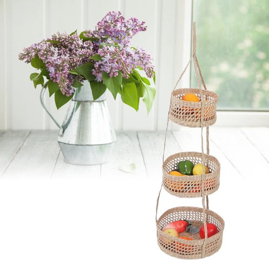 Hangende fruitmand 2 stuks - 2 etagère wandfruitmand Hangende fruitmand 2 stuks - 2 etagère wandfruitmand